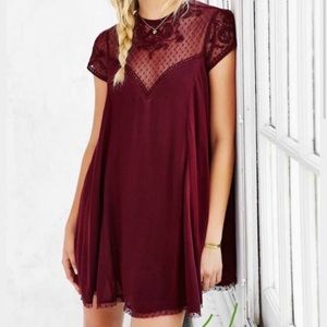 Urban Outfitters Kimchi Blue Lace Top Keyhole Back Burgundy Dress